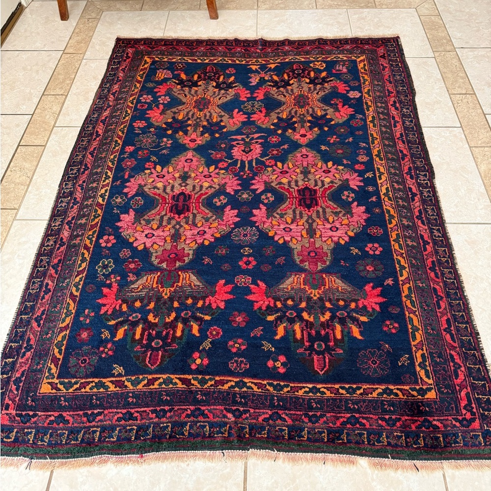 NWT Authentic Persian Sahreh Babak Hand-Knotted Wool Rug 5.8 x 4.5